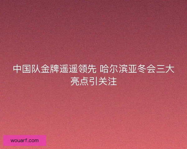 中国队金牌遥遥领先 哈尔滨亚冬会三大亮点引关注 中国队金牌遥遥领先 哈尔滨亚冬会三大亮点引关注